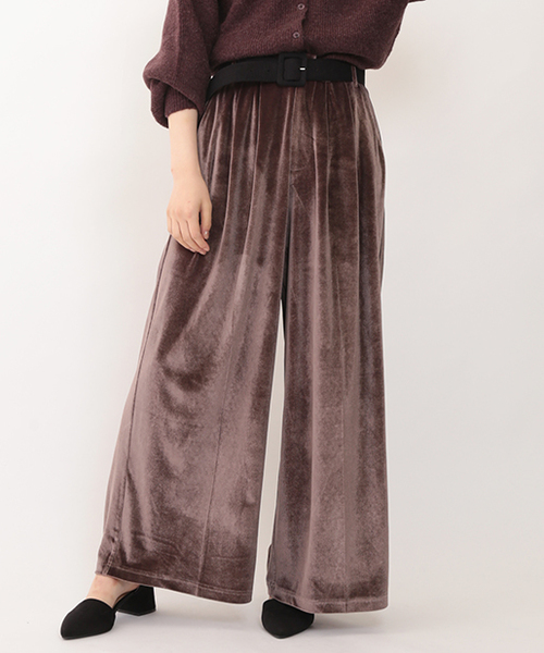 one after another NICE CLAUP（ワンアフターアナザーナイスクラップ）の「スエードベルトワイドパンツ（その他パンツ・レディース・ライトグレー/ピンク/モカ/ブラック/ピンク系その他・FREE）」の4枚目の写真