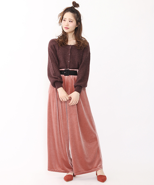 one after another NICE CLAUP（ワンアフターアナザーナイスクラップ）の「スエードベルトワイドパンツ（その他パンツ・レディース・ライトグレー/ピンク/モカ/ブラック/ピンク系その他・FREE）」の7枚目の写真