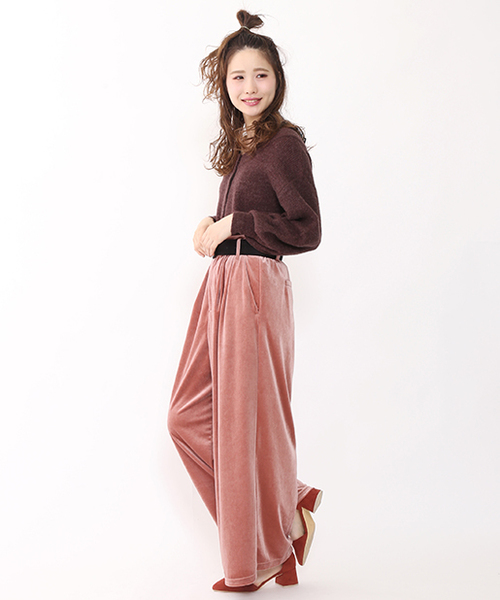 one after another NICE CLAUP（ワンアフターアナザーナイスクラップ）の「スエードベルトワイドパンツ（その他パンツ・レディース・ライトグレー/ピンク/モカ/ブラック/ピンク系その他・FREE）」の8枚目の写真