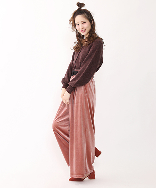 one after another NICE CLAUP（ワンアフターアナザーナイスクラップ）の「スエードベルトワイドパンツ（その他パンツ・レディース・ライトグレー/ピンク/モカ/ブラック/ピンク系その他・FREE）」の9枚目の写真