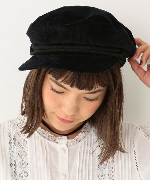 Another Edition(アナザーエディション)の「コーデュロイマリンキャップ/AEBFC Cord MRN CAP◆(キャスケット・レディース・オフホワイト/ブラック・FREE)」の2枚目の写真