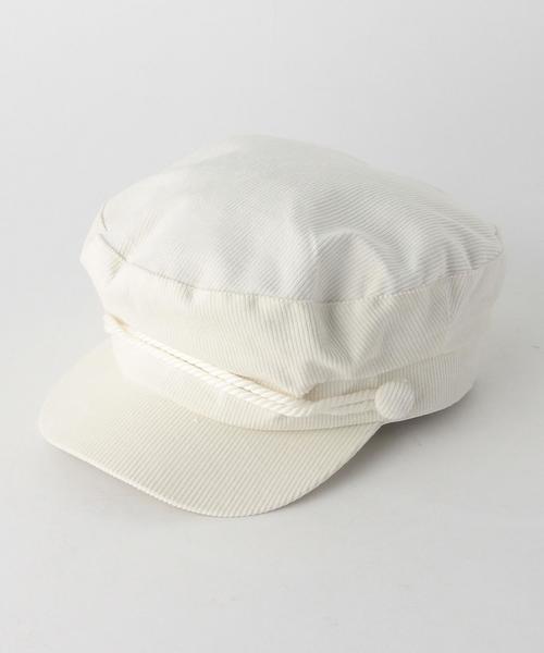 Another Edition(アナザーエディション)の「コーデュロイマリンキャップ/AEBFC Cord MRN CAP◆(キャスケット・レディース・オフホワイト/ブラック・FREE)」の1枚目の写真