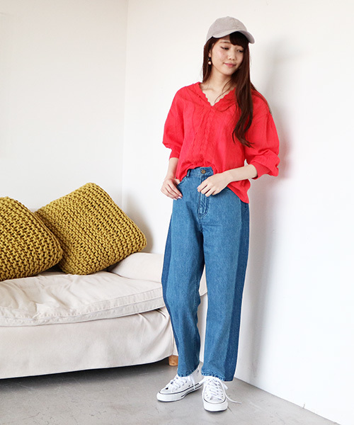 N.（N. Natural Beauty Basic）（エヌエヌナチュラルビューティーベーシック）の「【追加生産】スカラップコットンレースブラウス（シャツ/ブラウス・レディース・ホワイト/レッド・MEDIUM）」の5枚目の写真