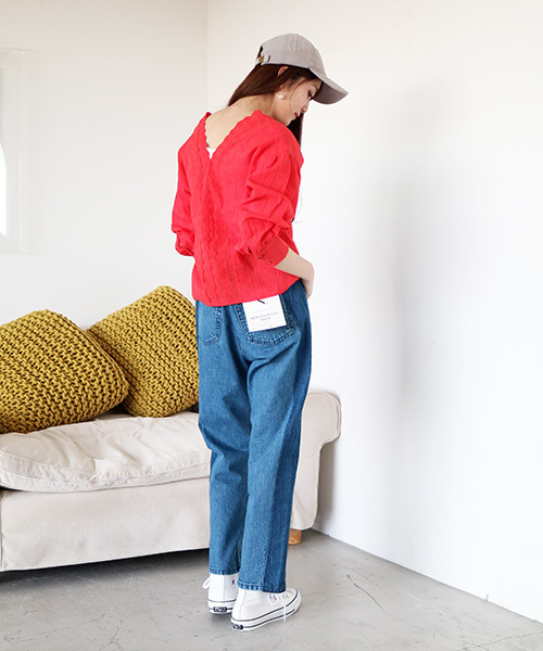 N.（N. Natural Beauty Basic）（エヌエヌナチュラルビューティーベーシック）の「【追加生産】スカラップコットンレースブラウス（シャツ/ブラウス・レディース・ホワイト/レッド・MEDIUM）」の7枚目の写真