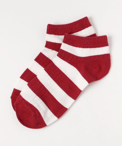 Fun & Daily（ファンアンドデイリー）の「F&D : リブボーダーショートソックス（ソックス/靴下・レディース・ブラック/グリーン/グレー/ブルー/ブラウン/レッド/ライトブルー・FREE）」の13枚目の写真