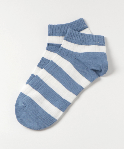 Fun & Daily（ファンアンドデイリー）の「F&D : リブボーダーショートソックス（ソックス/靴下・レディース・ブラック/グリーン/グレー/ブルー/ブラウン/レッド/ライトブルー・FREE）」の6枚目の写真
