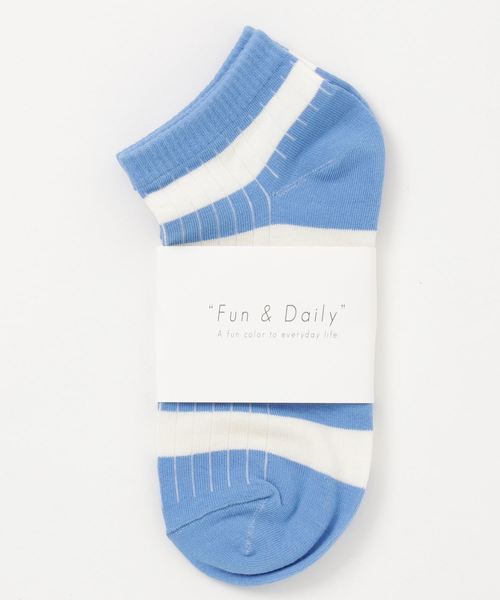 Fun & Daily（ファンアンドデイリー）の「F&D : リブボーダーショートソックス（ソックス/靴下・レディース・ブラック/グリーン/グレー/ブルー/ブラウン/レッド/ライトブルー・FREE）」の5枚目の写真