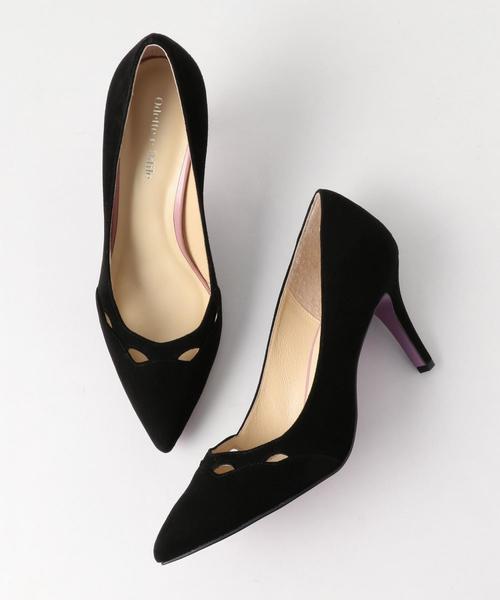 ODETTE E ODILE（オデットエオディール）の「OFD スカラップカットアウト パンプス75↓↑（パンプス・レディース・ライトグレー/ネイビー/イエロー/ブラック・21.5㎝/22.5cm/22cm/23.5cm/23cm/24.5cm/24cm/25cm）」の2枚目の写真