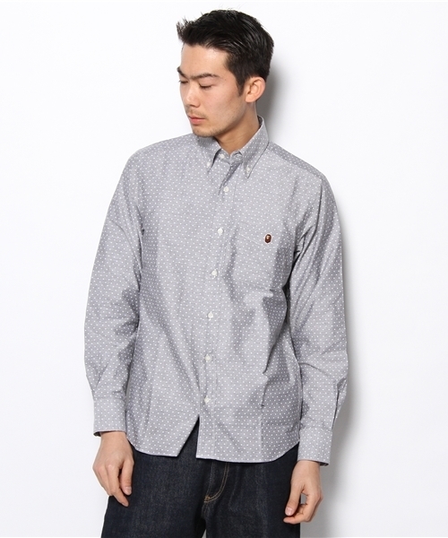 A BATHING APE（アベイシングエイプ）の「POLKA DOT OXFORD BD SHIRT（シャツ/ブラウス・メンズ・ブラック/ホワイト/サックスブルー・LARGE/X-LARGE/XX-LARGE/MEDIUM/SMALL）」の2枚目の写真