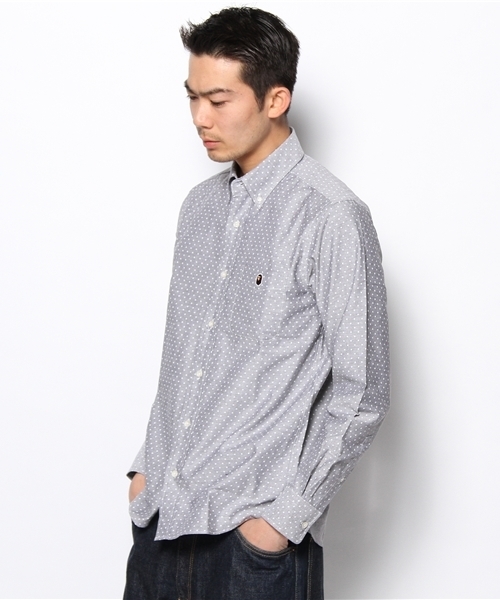 A BATHING APE（アベイシングエイプ）の「POLKA DOT OXFORD BD SHIRT（シャツ/ブラウス・メンズ・ブラック/ホワイト/サックスブルー・LARGE/X-LARGE/XX-LARGE/MEDIUM/SMALL）」の5枚目の写真