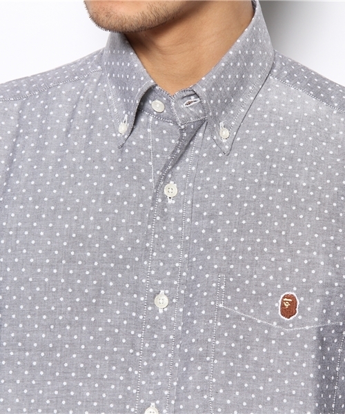 A BATHING APE（アベイシングエイプ）の「POLKA DOT OXFORD BD SHIRT（シャツ/ブラウス・メンズ・ブラック/ホワイト/サックスブルー・LARGE/X-LARGE/XX-LARGE/MEDIUM/SMALL）」の7枚目の写真