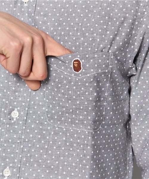 A BATHING APE（アベイシングエイプ）の「POLKA DOT OXFORD BD SHIRT（シャツ/ブラウス・メンズ・ブラック/ホワイト/サックスブルー・LARGE/X-LARGE/XX-LARGE/MEDIUM/SMALL）」の8枚目の写真