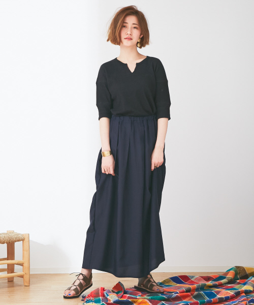 Abahouse Devinette（ドゥヴィネット）の「ウォッシャブルシルクプリーツスカート（スカート・レディース・ネイビー/キャメル・FREE）」の9枚目の写真