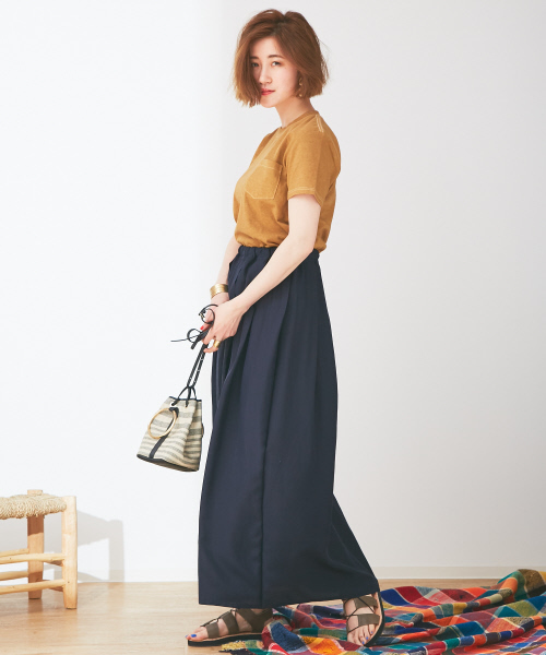 Abahouse Devinette（ドゥヴィネット）の「ウォッシャブルシルクプリーツスカート（スカート・レディース・ネイビー/キャメル・FREE）」の6枚目の写真