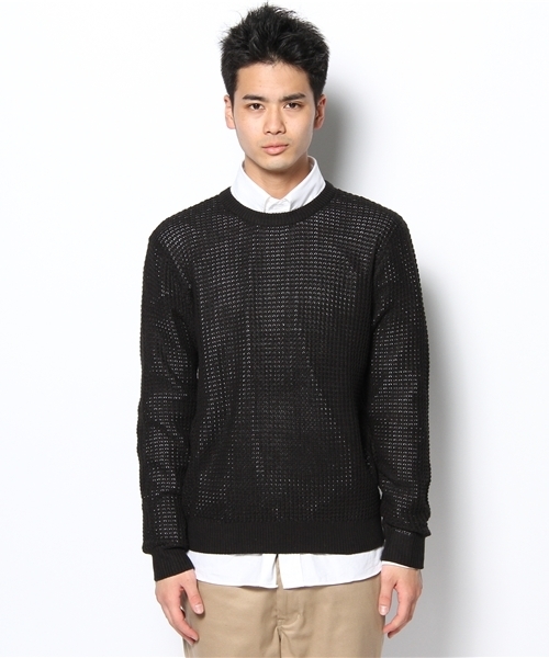 WHO'S WHO gallery（フーズフーギャラリー）の「畦編みクルー（ニット/セーター・メンズ・ホワイト/グリーン/ブラック/マルチ・MEDIUM/LARGE）」の7枚目の写真