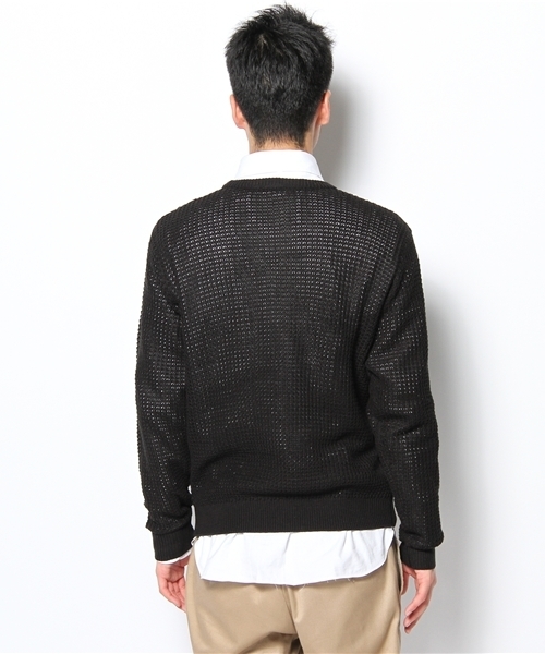 WHO'S WHO gallery（フーズフーギャラリー）の「畦編みクルー（ニット/セーター・メンズ・ホワイト/グリーン/ブラック/マルチ・MEDIUM/LARGE）」の14枚目の写真