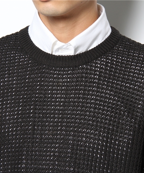 WHO'S WHO gallery（フーズフーギャラリー）の「畦編みクルー（ニット/セーター・メンズ・ホワイト/グリーン/ブラック/マルチ・MEDIUM/LARGE）」の8枚目の写真