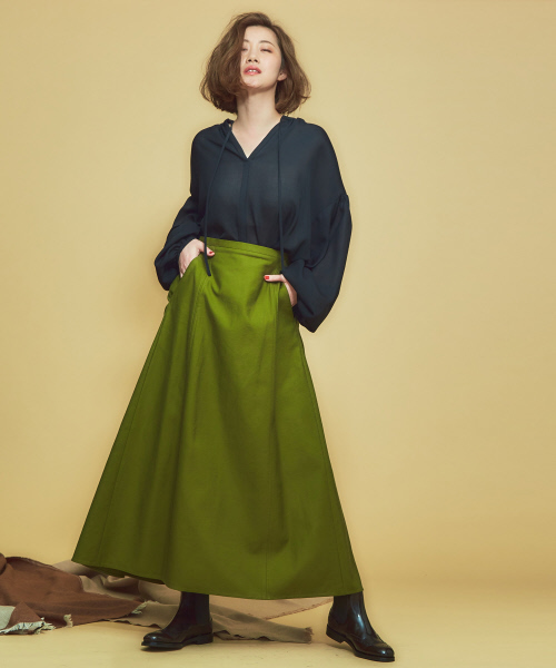 Abahouse Devinette（ドゥヴィネット）の「タックフレアースカート（スカート・レディース・ホワイト/カーキ/ブラック・36/38）」の12枚目の写真