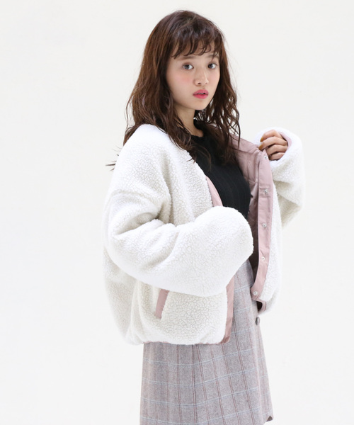 OLIVE des OLIVE（オリーブデオリーブ）の「リバーシブル ボアブルゾン（ブルゾン・レディース・オフホワイト/ピンク/グレー系その他・FREE）」の13枚目の写真