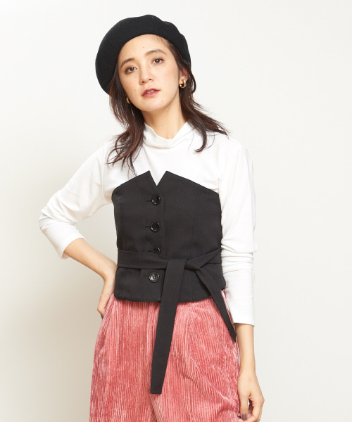Rouge vif(ルージュ・ヴィフ)の「【セット販売】ビスチェ&タートルカットソー(シャツ/ブラウス)」|ブラック
