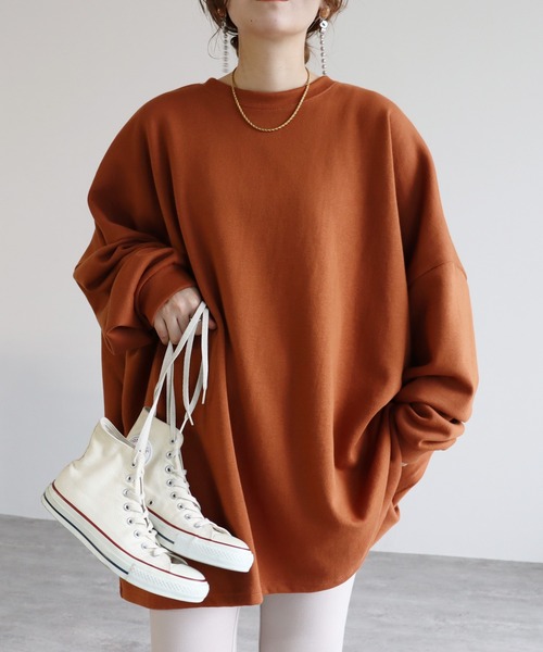 reca（レカ）の「冬の強い味方！着るだけで大人可愛い！ビッグシルエット裏起毛スウェット（スウェット・レディース・アイボリー/ブラック/グレー/ベージュ/パープル/キャメル/モカ/ブラウン/グレー系その他/マスタード/ブラウン系その他/ローズ・FREE）」の7枚目の写真