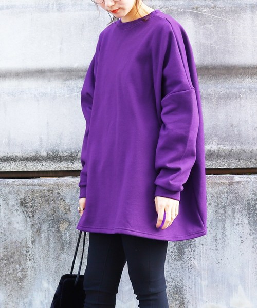 reca（レカ）の「冬の強い味方！着るだけで大人可愛い！ビッグシルエット裏起毛スウェット（スウェット・レディース・アイボリー/ブラック/グレー/ベージュ/パープル/キャメル/モカ/ブラウン/グレー系その他/マスタード/ブラウン系その他/ローズ・FREE）」の9枚目の写真