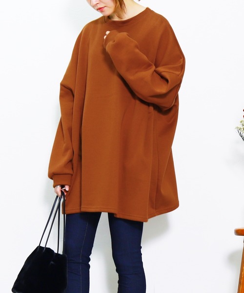 reca（レカ）の「冬の強い味方！着るだけで大人可愛い！ビッグシルエット裏起毛スウェット（スウェット・レディース・アイボリー/ブラック/グレー/ベージュ/パープル/キャメル/モカ/ブラウン/グレー系その他/マスタード/ブラウン系その他/ローズ・FREE）」の11枚目の写真