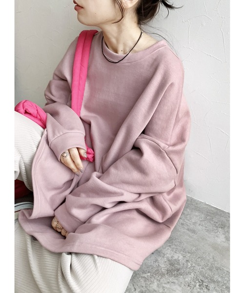 reca（レカ）の「冬の強い味方！着るだけで大人可愛い！ビッグシルエット裏起毛スウェット（スウェット・レディース・アイボリー/ブラック/グレー/ベージュ/パープル/キャメル/モカ/ブラウン/グレー系その他/マスタード/ブラウン系その他/ローズ・FREE）」の12枚目の写真