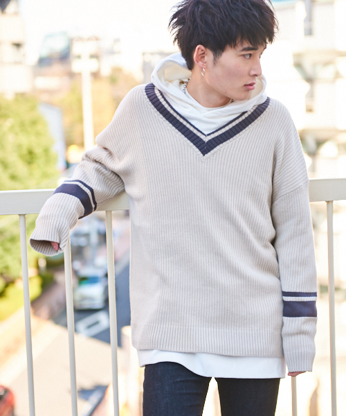 kutir（クティール）の「【ルーズシルエット】 チルデンニット プルオーバー S/S（ニット/セーター・メンズ・ホワイト/ブラック/ベージュ/ブラック系その他・MEDIUM/LARGE）」の4枚目の写真