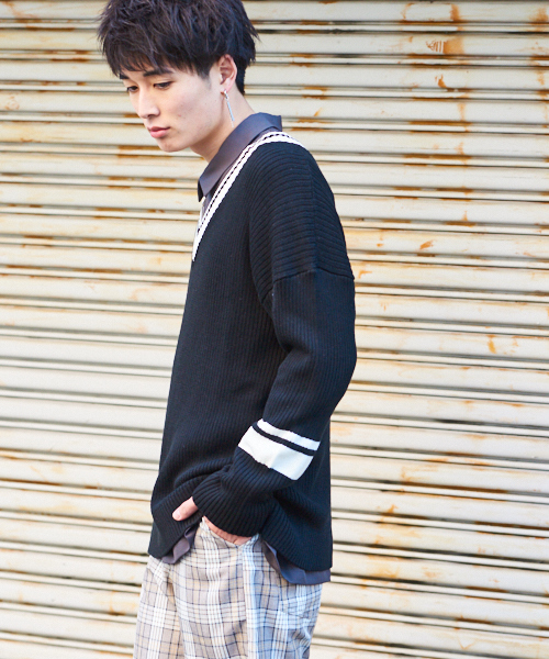 kutir（クティール）の「【ルーズシルエット】 チルデンニット プルオーバー S/S（ニット/セーター・メンズ・ホワイト/ブラック/ベージュ/ブラック系その他・MEDIUM/LARGE）」の15枚目の写真