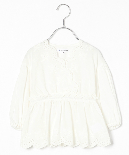 GLOBAL WORK（グローバルワーク）の「【キッズ】ウエストキリカエレースブラウス/821375（シャツ/ブラウス・キッズ・ホワイト/ブラック/パープル系その他2・SMALL/MEDIUM/LARGE/X-LARGE/XX-LARGE）」の2枚目の写真