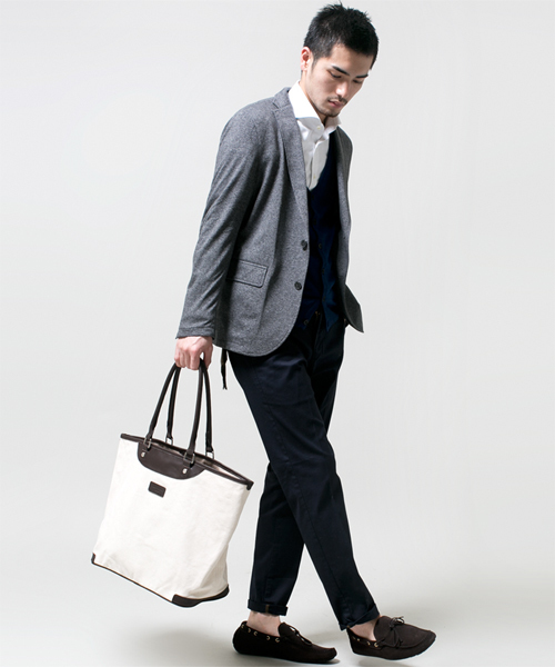 NANO universe(ナノユニバース)の「コットンキャンバスレザーコンビトート(トートバッグ・メンズ・ブラック/ナチュラル/ネイビー/イエロー/レッド・FREE)」の11枚目の写真