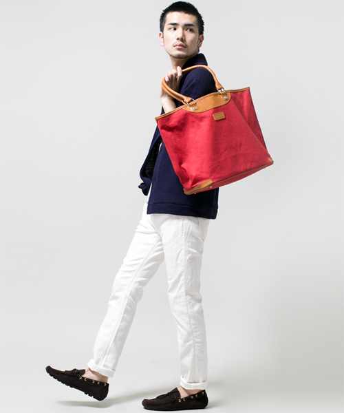 NANO universe(ナノユニバース)の「コットンキャンバスレザーコンビトート(トートバッグ・メンズ・ブラック/ナチュラル/ネイビー/イエロー/レッド・FREE)」の12枚目の写真