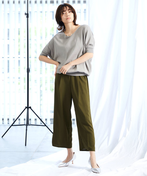 Chaco closet(チャコ クローゼット)の「センタープレスクロップドとろみパンツ(その他パンツ・レディース・ブラック/ベージュ/カーキ/オレンジ・FREE)」の16枚目の写真