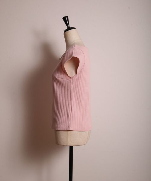 tocco closet(トッコ クローゼット)の「フラワーパールビジュー付きスカラネックリブトップス(その他トップス・レディース・ネイビー/ピンク/オフホワイト・M)」の20枚目の写真