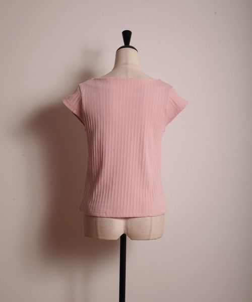 tocco closet(トッコ クローゼット)の「フラワーパールビジュー付きスカラネックリブトップス(その他トップス・レディース・ネイビー/ピンク/オフホワイト・M)」の16枚目の写真