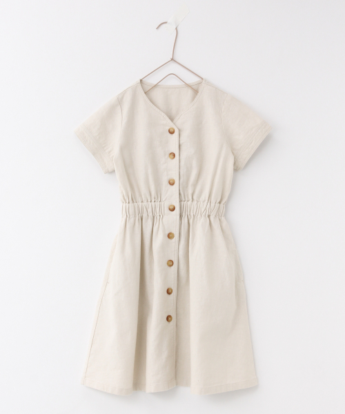 LOWRYS FARM（ローリーズファーム）の「アサコンマエボタンワンピース　840319（ワンピース・キッズ・ベージュ/ブラウン/アイボリー・120/130/140）」の2枚目の写真