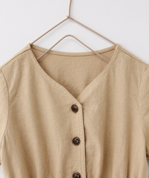 LOWRYS FARM（ローリーズファーム）の「アサコンマエボタンワンピース　840319（ワンピース・キッズ・ベージュ/ブラウン/アイボリー・120/130/140）」の4枚目の写真