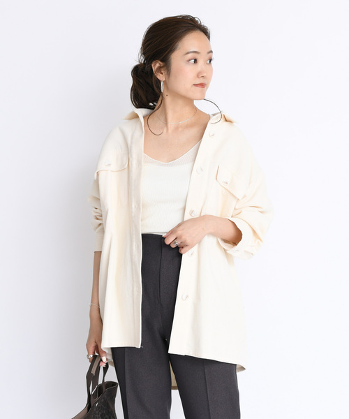 DouDou（ドゥドゥ）の「コールテンビッグジャケット（ブルゾン・レディース・オフホワイト/グレイッシュベージュ/グリーン・FREE）」の2枚目の写真