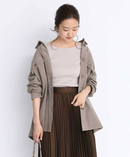 DouDou（ドゥドゥ）の「コールテンビッグジャケット（ブルゾン・レディース・オフホワイト/グレイッシュベージュ/グリーン・FREE）」の3枚目の写真