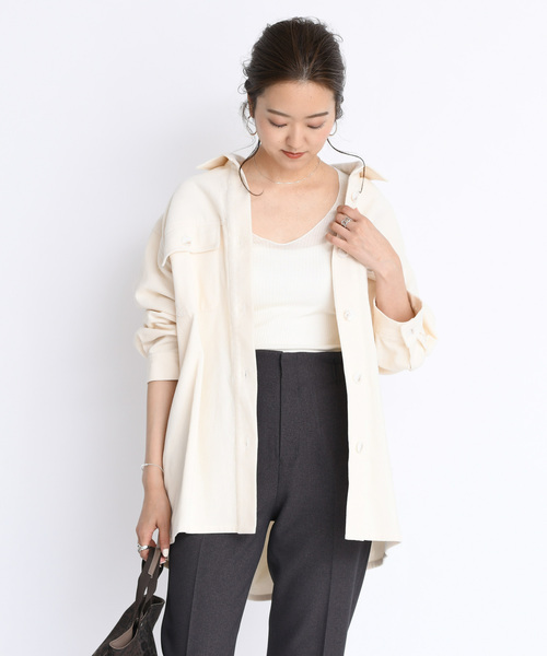 DouDou（ドゥドゥ）の「コールテンビッグジャケット（ブルゾン・レディース・オフホワイト/グレイッシュベージュ/グリーン・FREE）」の15枚目の写真