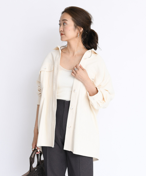 DouDou（ドゥドゥ）の「コールテンビッグジャケット（ブルゾン・レディース・オフホワイト/グレイッシュベージュ/グリーン・FREE）」の16枚目の写真