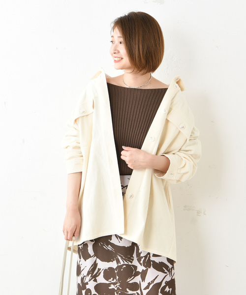 DouDou（ドゥドゥ）の「コールテンビッグジャケット（ブルゾン・レディース・オフホワイト/グレイッシュベージュ/グリーン・FREE）」の21枚目の写真