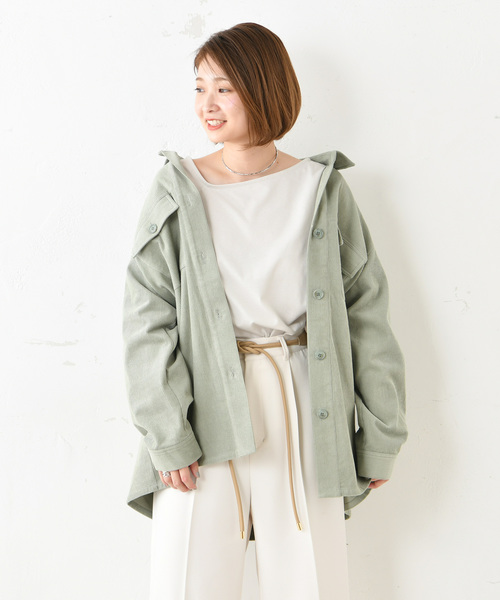 DouDou（ドゥドゥ）の「コールテンビッグジャケット（ブルゾン・レディース・オフホワイト/グレイッシュベージュ/グリーン・FREE）」の7枚目の写真