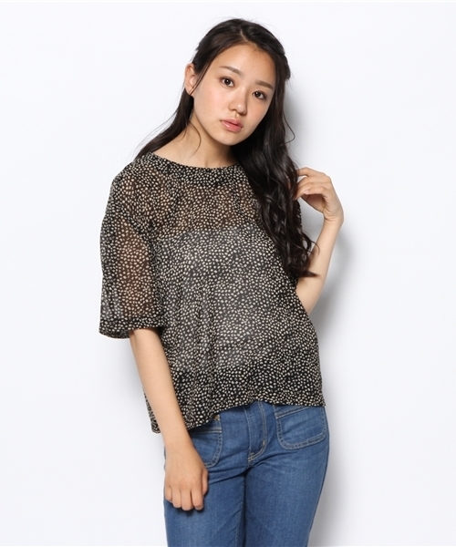 Kastane（カスタネ）の「【Kastane】布帛半袖プルオーバー（シャツ/ブラウス・レディース・ネイビー/ホワイト/ブラック/ベージュ・FREE）」の7枚目の写真