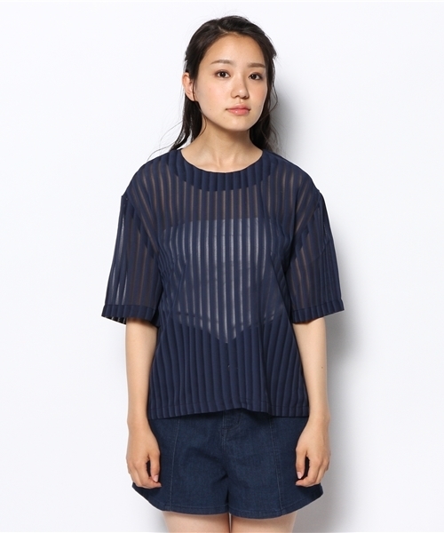 Kastane（カスタネ）の「【Kastane】布帛半袖プルオーバー（シャツ/ブラウス・レディース・ネイビー/ホワイト/ブラック/ベージュ・FREE）」の8枚目の写真