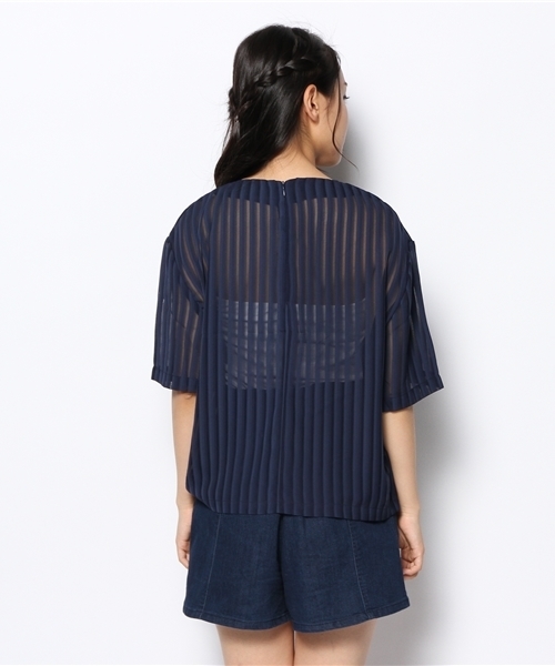 Kastane（カスタネ）の「【Kastane】布帛半袖プルオーバー（シャツ/ブラウス・レディース・ネイビー/ホワイト/ブラック/ベージュ・FREE）」の10枚目の写真