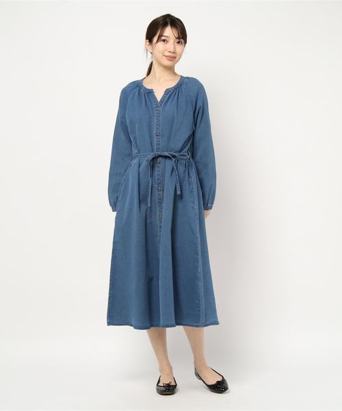 rps（アールピーエス）の「共リボン前あきストレッチデニムワンピース（ワンピース・レディース・ネイビー/ブルー/ブラック・M）」の7枚目の写真