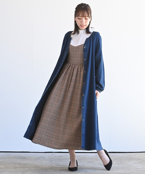 rps（アールピーエス）の「共リボン前あきストレッチデニムワンピース（ワンピース・レディース・ネイビー/ブルー/ブラック・M）」の12枚目の写真