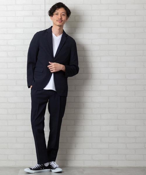 coen（コーエン）の「シアサッカーテーラードジャケット(セットアップ対応)（テーラードジャケット・メンズ・ネイビー・SMALL/LARGE/X-LARGE/MEDIUM）」の7枚目の写真